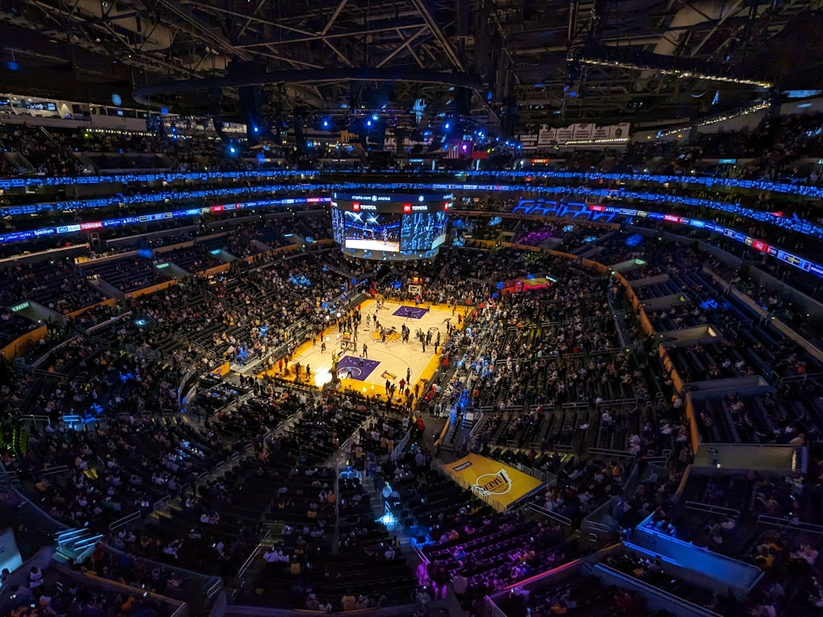 A basketball court seen from directly above